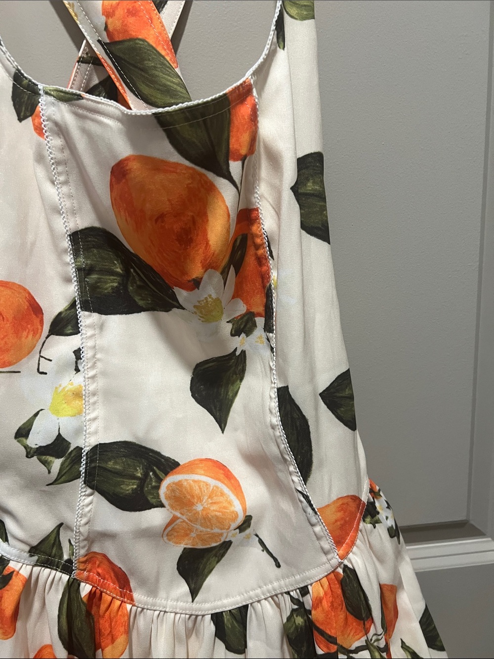 Zara Cream Mini Dress with Orange & Green Citrus Print - Picture 7 of 8